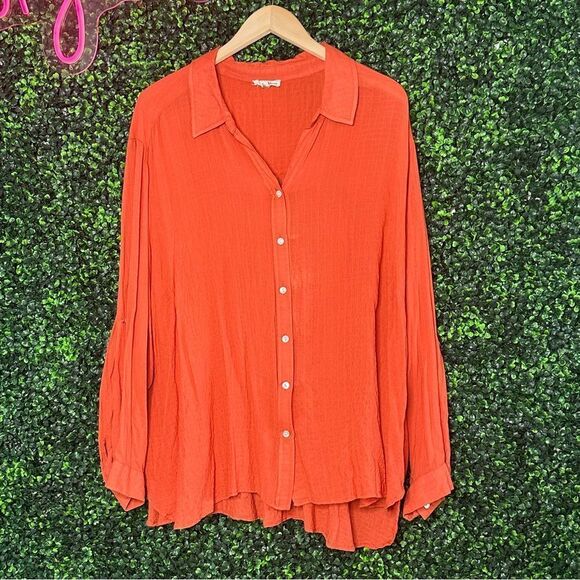 Jane and Delancey Orange Button Down Top Sz 3X - Picture 1 of 8